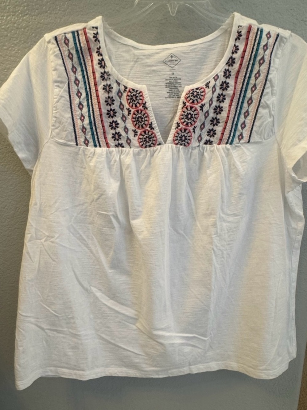 St. John's Bay White Embroidered Blouse